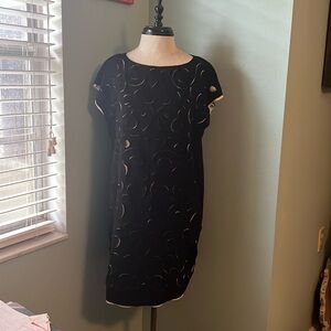 Catherine Malandrino Black & Ivory Cut Out Shift Dress